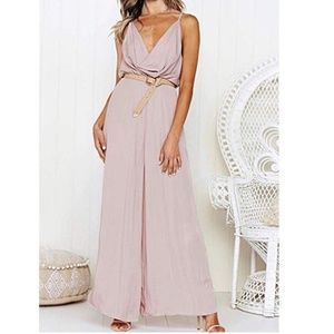KAYLIE - V Neck Backless Wide Leg Jumpsuit
